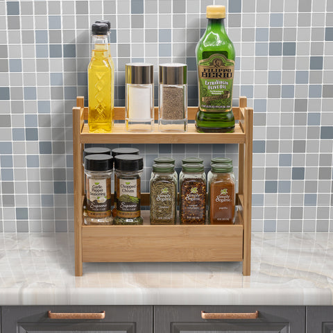 Bamboo Countertop Shelf with Drawer (2 Tier)