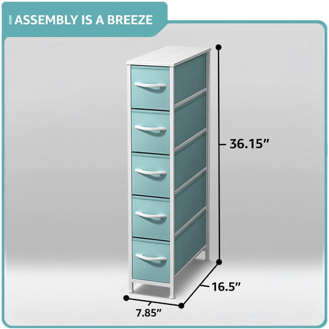 5 Drawer Narrow Storage Tower