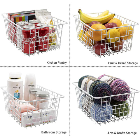 Metal Wire Storage Baskets (4 Pack)