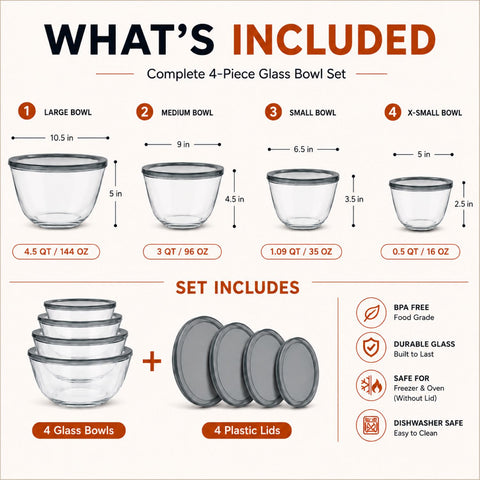 Glass Bowl Set with Airtight Lids
