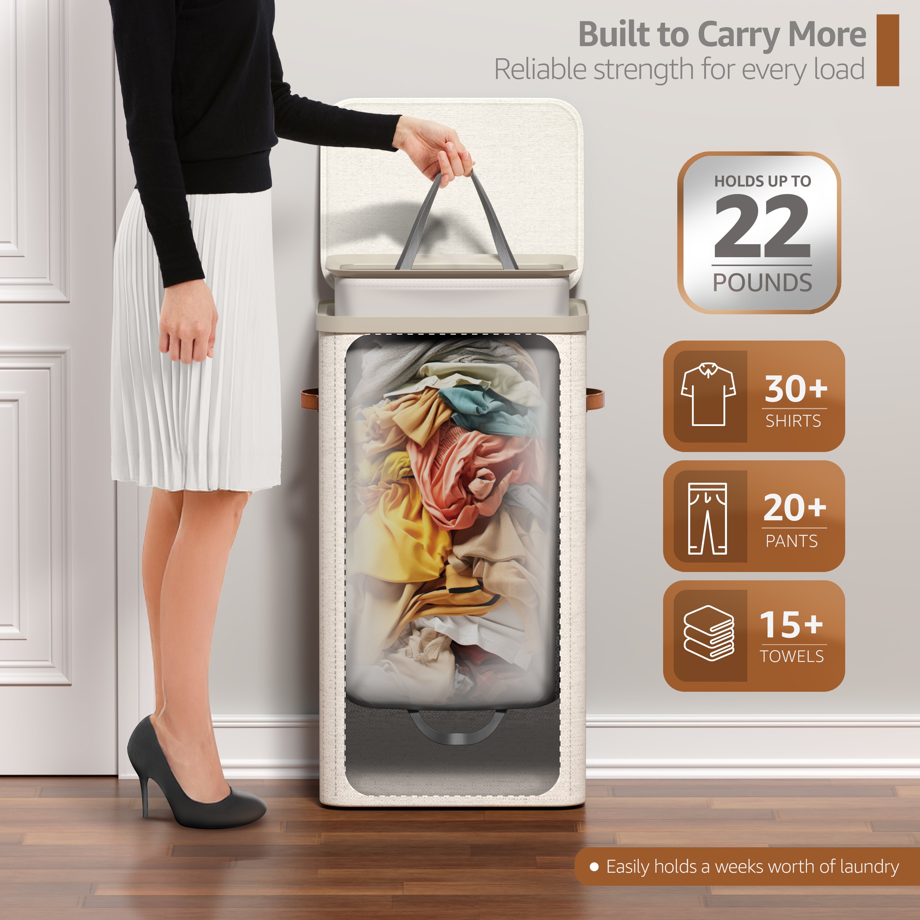 Collapsible Laundry Hamper with Lid - Sorbus Home