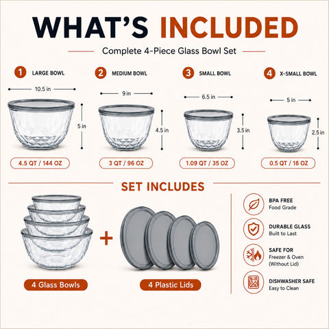 Glass Bowl Set with Airtight Lids