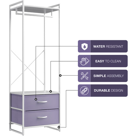 2 Drawer Clothing Rack Storage