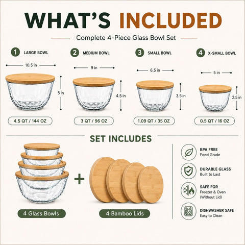 Glass Bowl Set with Airtight Lids