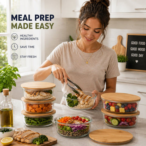 8-Pack Glass Food Storage Containers