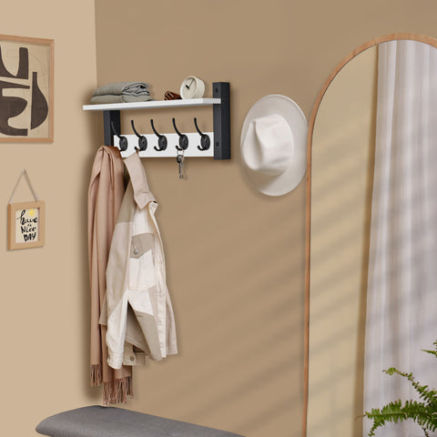 Coat Hooks Wall Mount Floating Shelf (Large & XL)