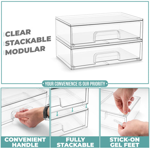 Acrylic Organizer Storage Drawers (2 Flat Drawer)