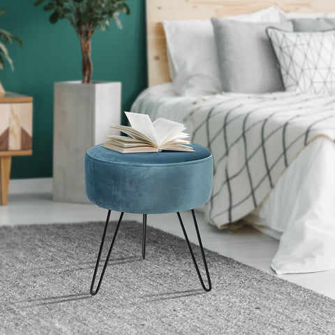 Velvet Footrest Stool (Round)