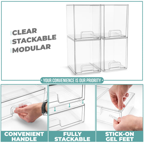 Acrylic Organizer Storage Drawers (4 Tall Drawer)