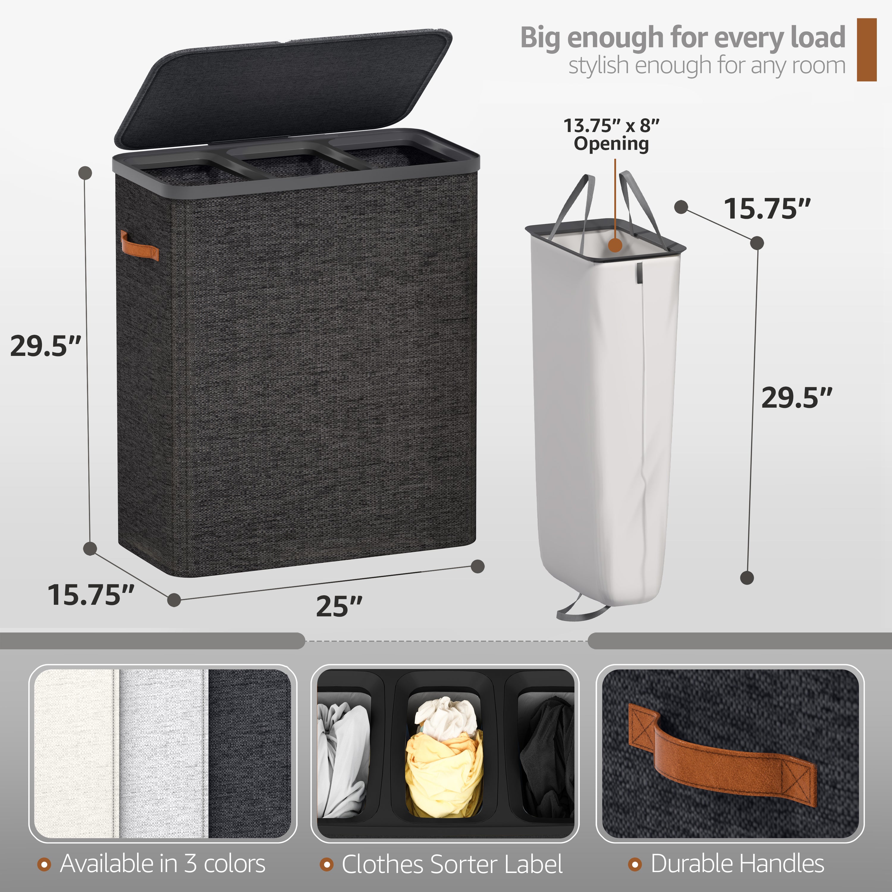 Collapsible Laundry Hamper with Lid - Sorbus Home