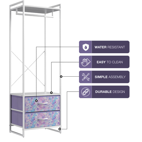 2 Drawer Clothing Rack Storage