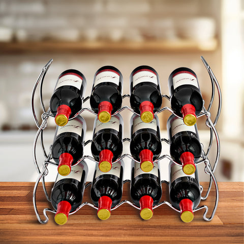 12 Bottle Metal Detachable Wine Rack (3 Tier)