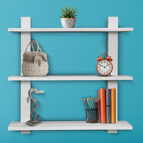 Asymmetric Wood Floating Shelf (3 Tier)