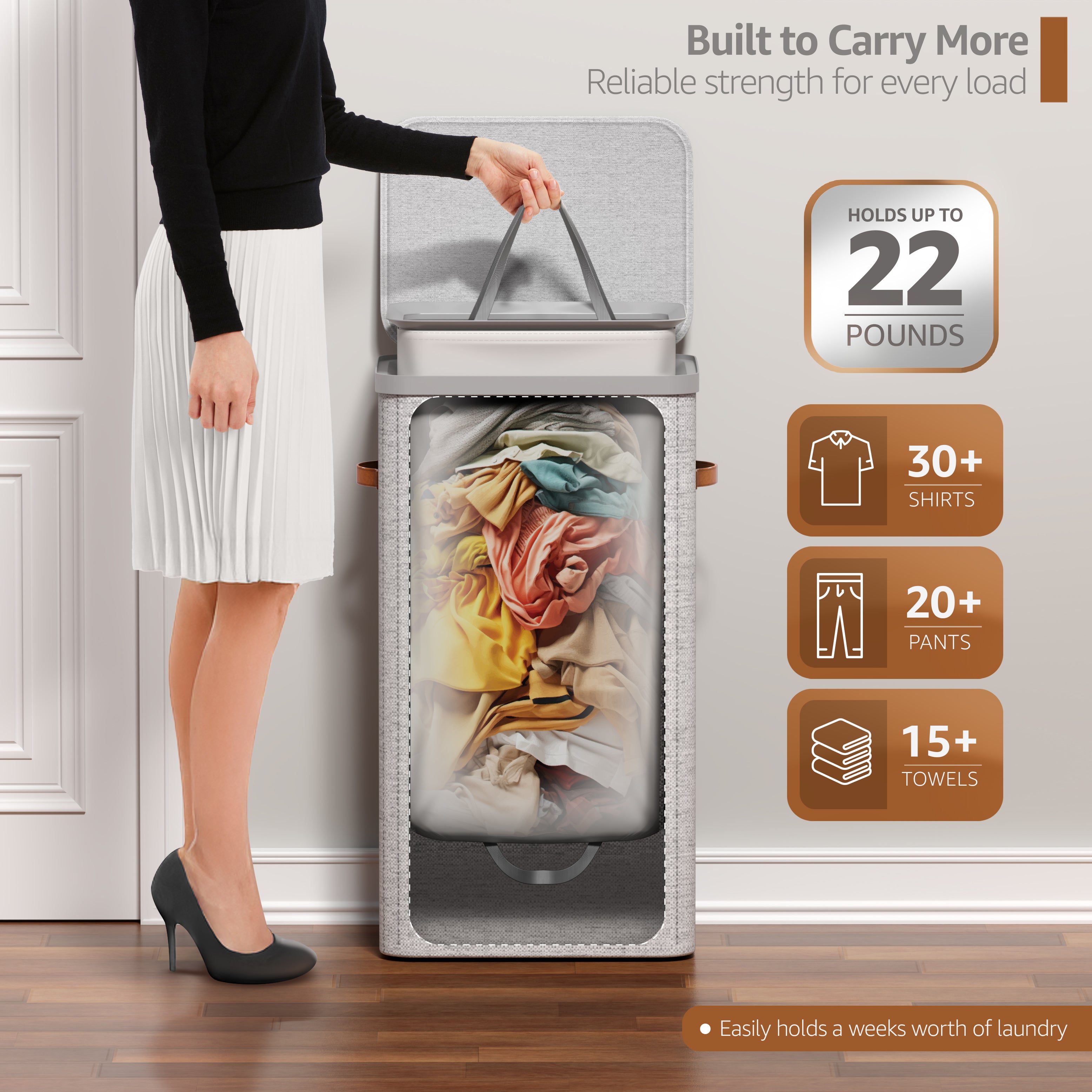 Collapsible Laundry Hamper with Lid - Sorbus Home