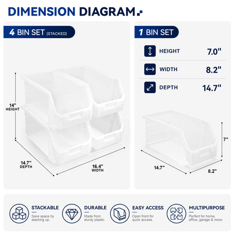 Open Front Garage Storage Bin (Large)