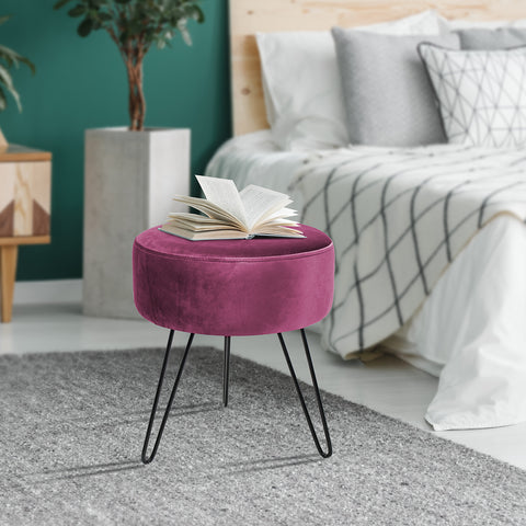 Velvet Footrest Stool (Round)