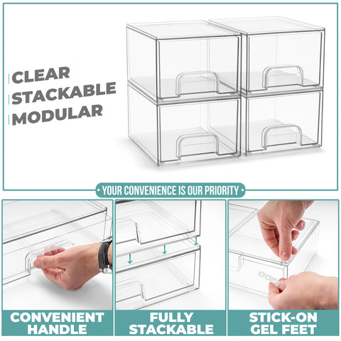 Acrylic Organizer Storage Drawers (4 Drawer)