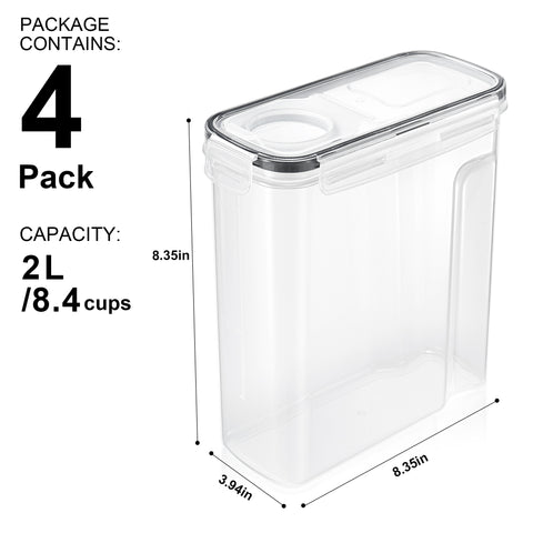 Narrow Airtight Food Storage Dispensers (4 Pack)