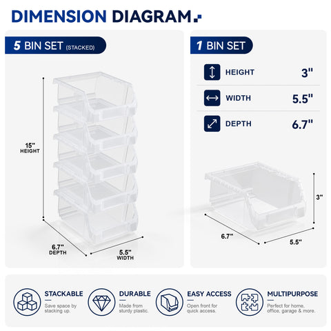 Small Open Front Stackable Clothing Storage Bin