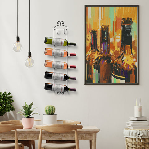 6 Bottle Wall Mounted Wine Rack