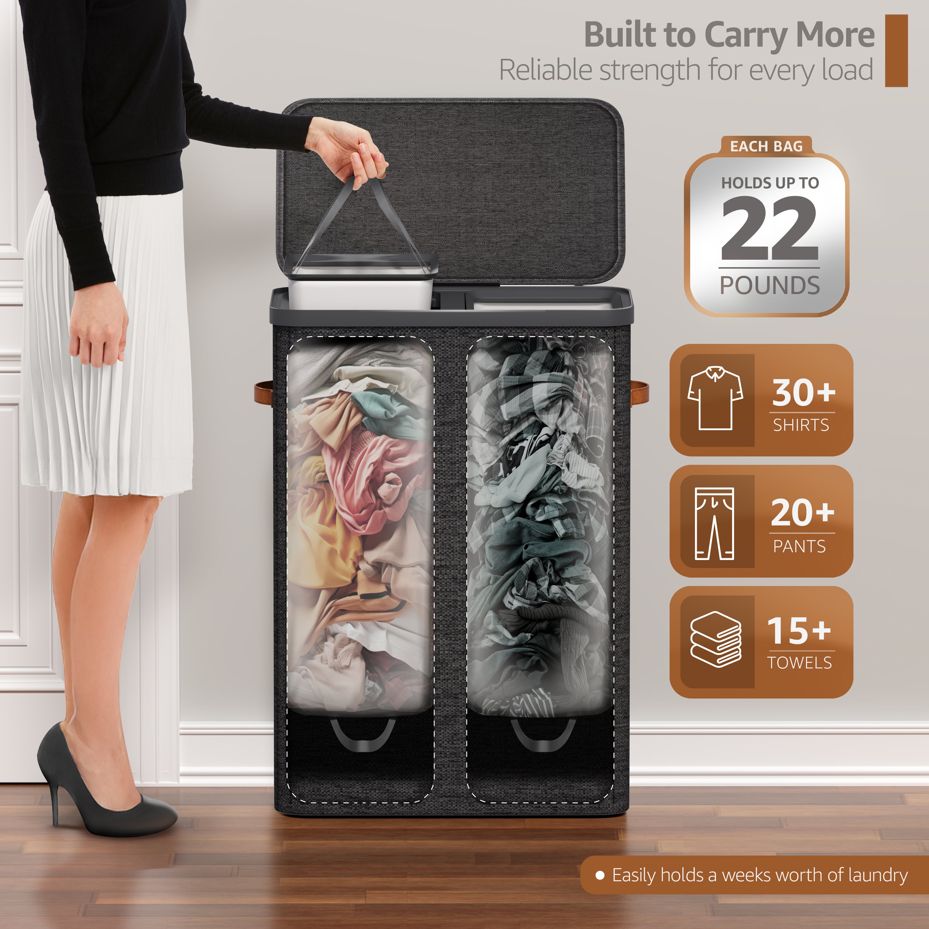 Collapsible Laundry Hamper with Lid - Sorbus Home