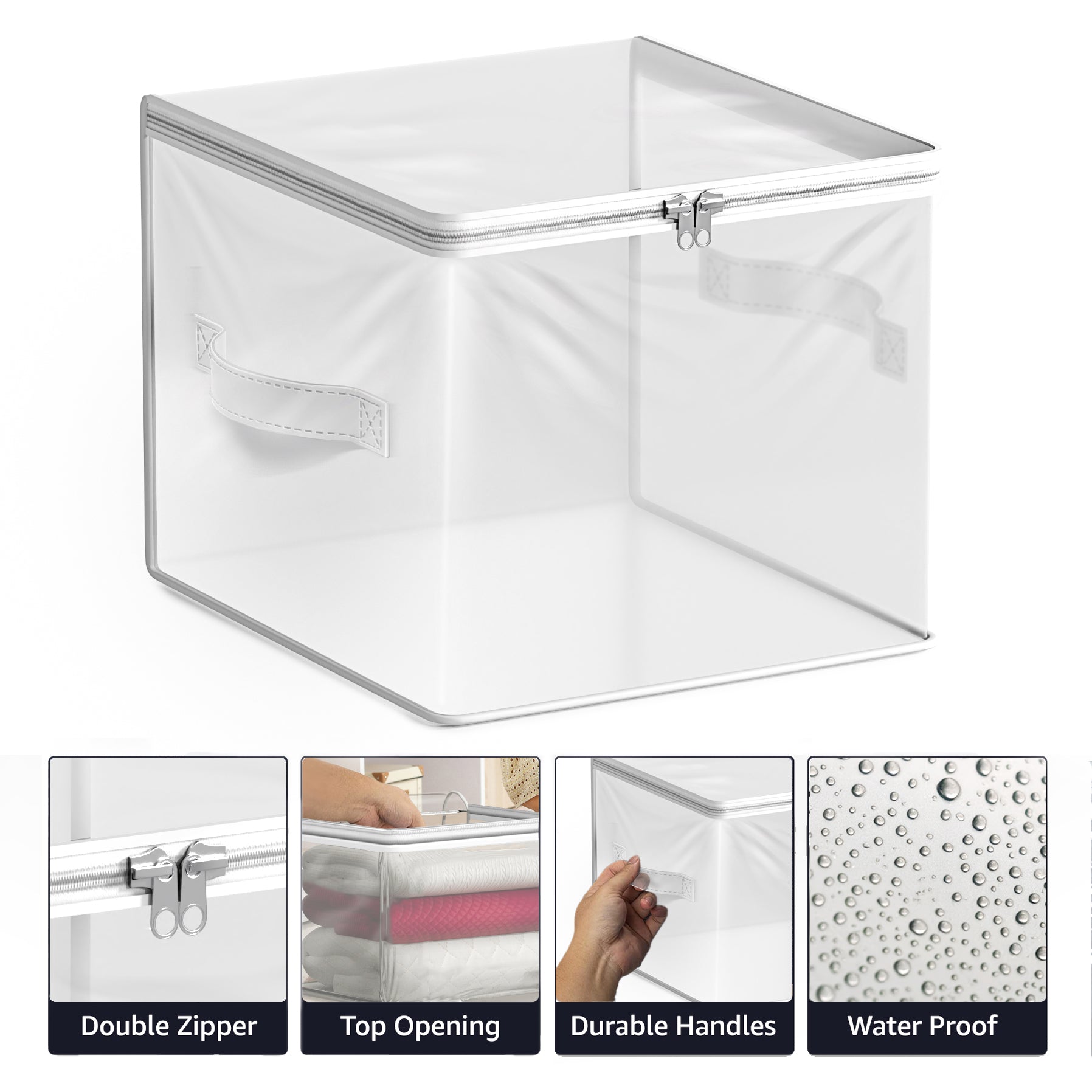 Clear Storage Cube with Zipper & Carry Handles - Sorbus Home