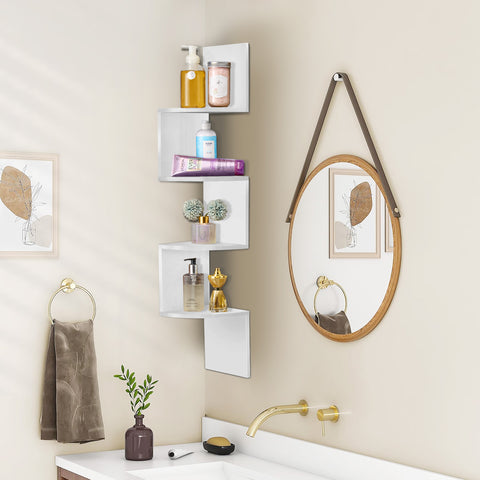 5-Tier Zig Zag Geometric Corner Wall Book Shelf Unit
