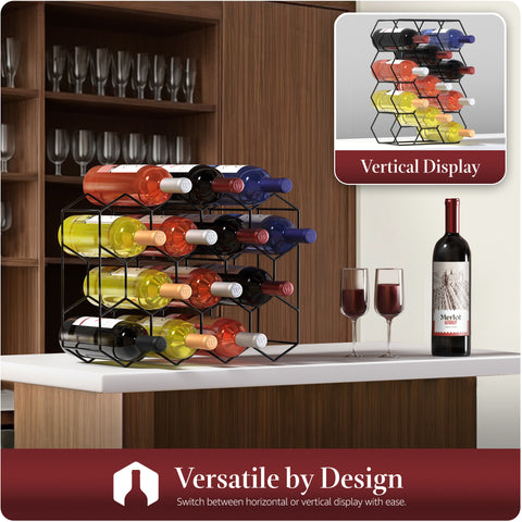 Stackable 14 Bottle Honeycomb Metal Wine Rack