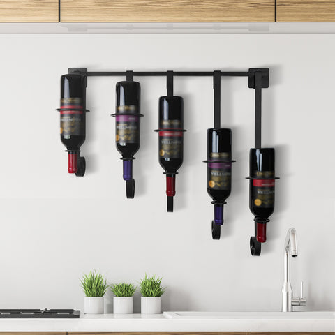 5 Bottle Wine Rack with Hanging Slats