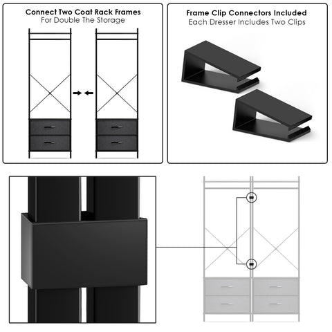 2 Drawer Tall Clothing Rack Storage