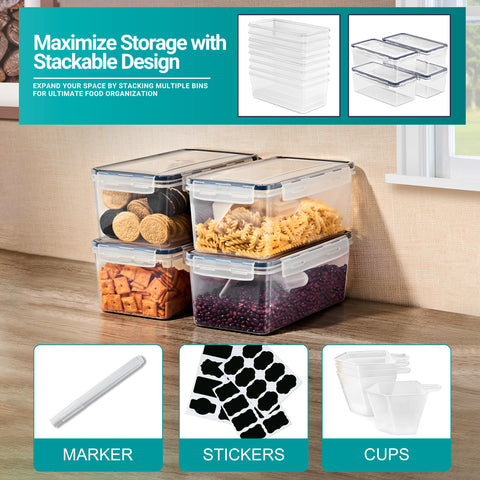 Long Rectangular Airtight Food Storage Containers with Lids (4 Pack)