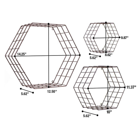 Hexagon Floating Shelves (Set of 3)