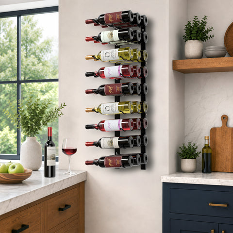 27-Bottle, Triple Row, Wall Mounted Wine Rack