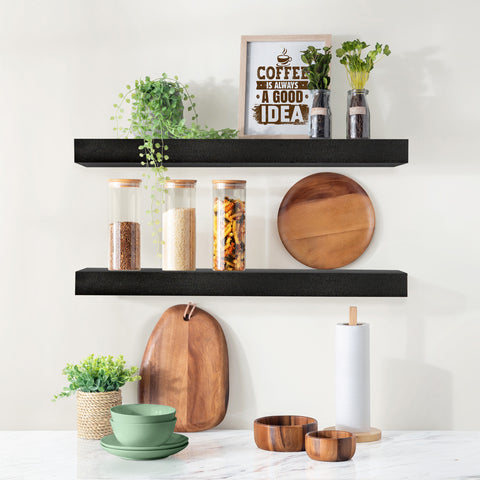 Solid Wood Floating Shelves (Set of 2, 24”)