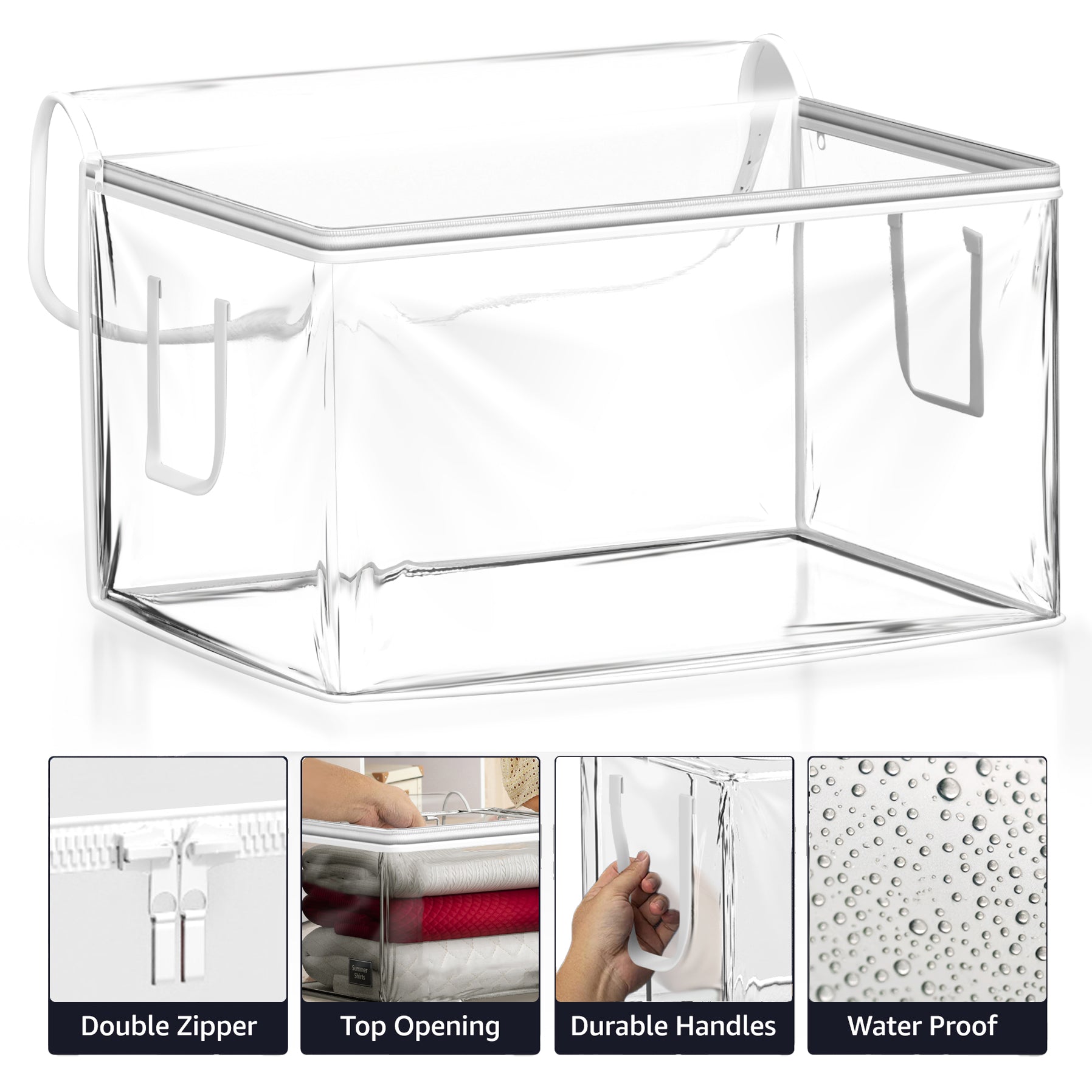 Foldable Large Plastic Bags with Zipper & Handles - Sorbus Home