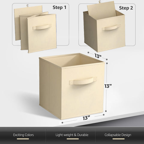 13" Large Cube Storage Bin ( 8 Pack, Neutral)