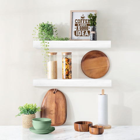 Solid Wood Floating Shelves (16”, Set of 2)