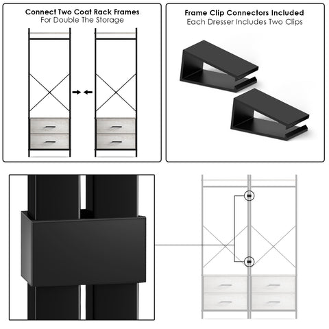 2 Drawer Tall Clothing Rack Storage