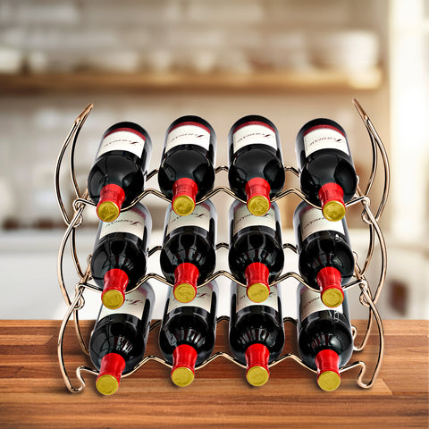 12 Bottle Metal Detachable Wine Rack (3 Tier)