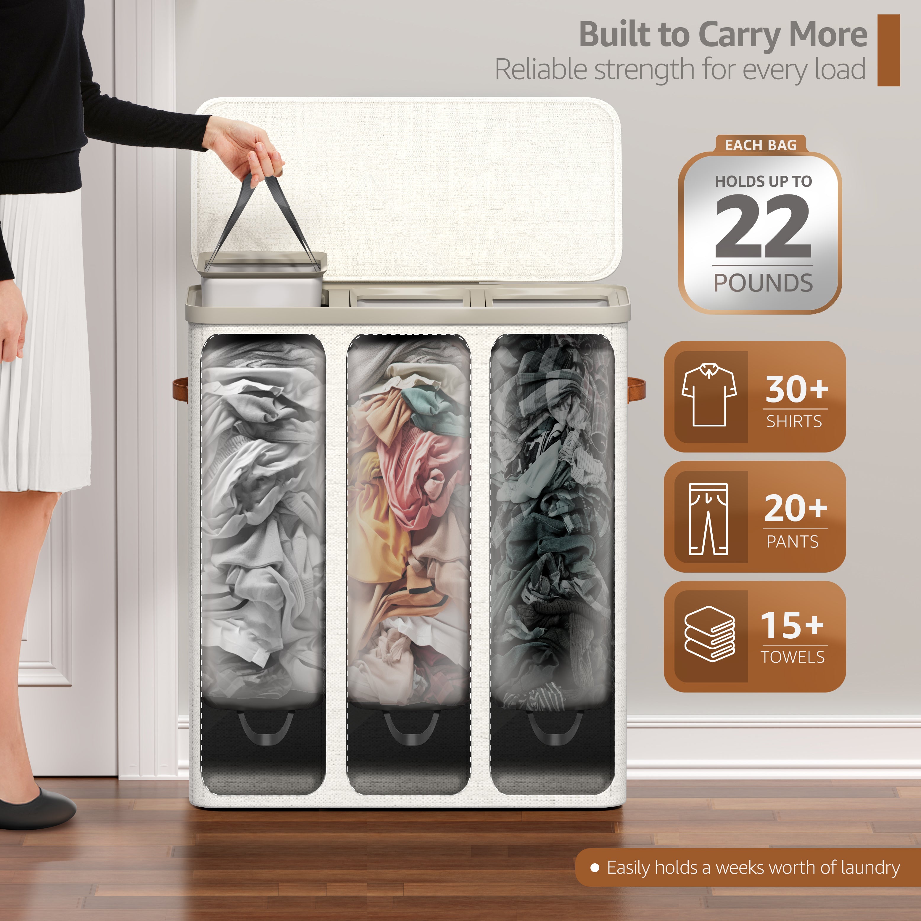 Collapsible Laundry Hamper with Lid - Sorbus Home