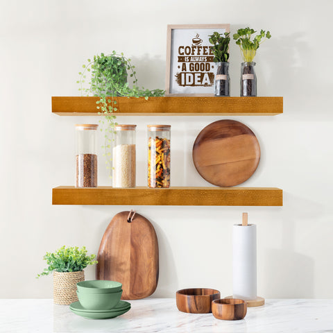 Solid Wood Floating Shelves (Set of 2, 24”)