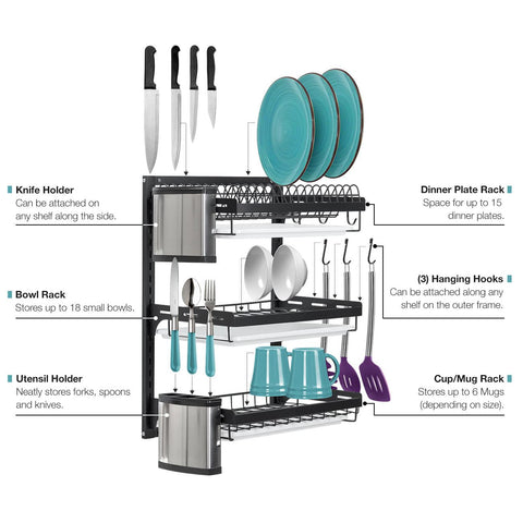 Dish Drying Wall Rack (3 Tier)