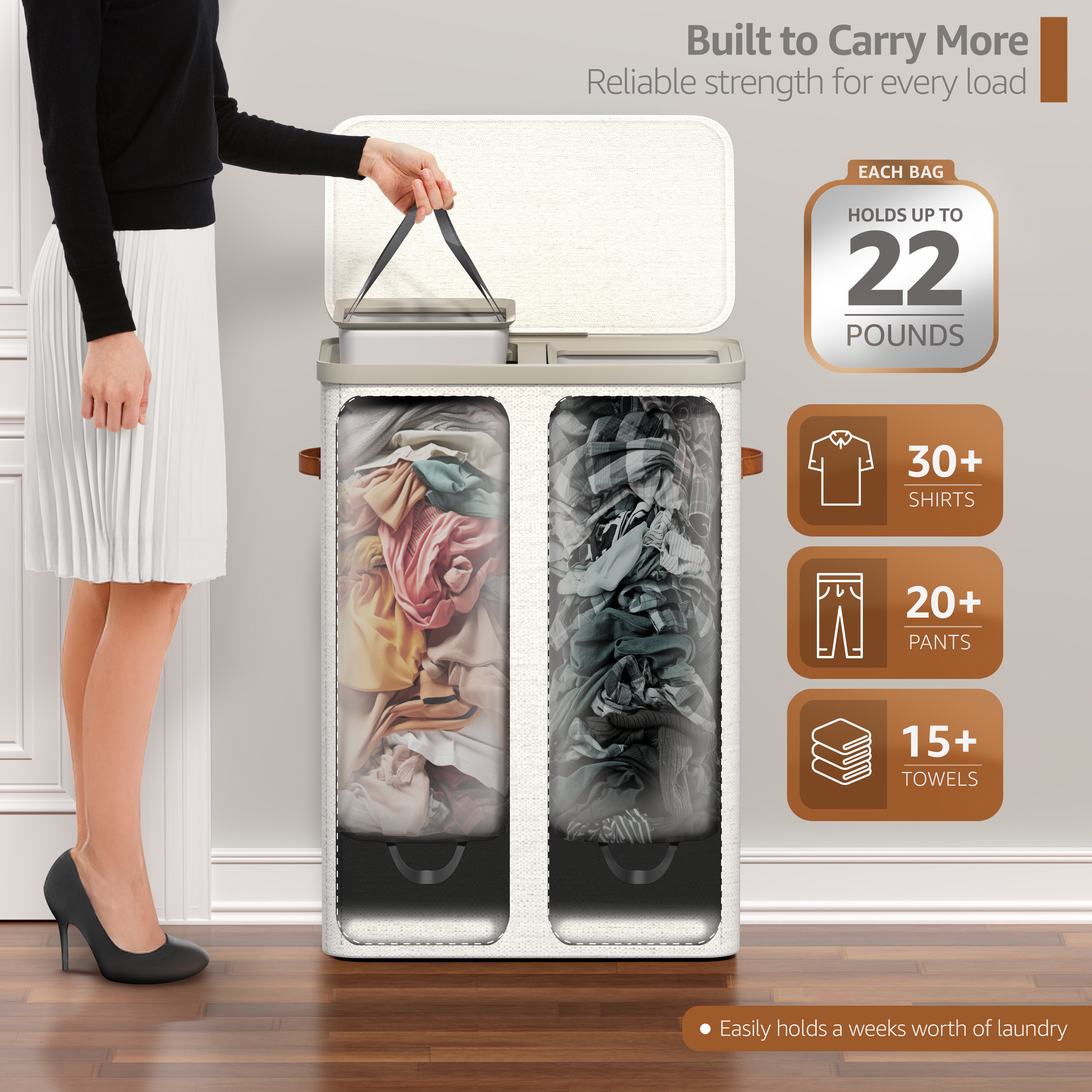 Collapsible Laundry Hamper with Lid - Sorbus Home