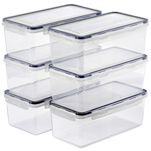 Long Rectangular Airtight Food Storage Containers with Lids (6 Pack)