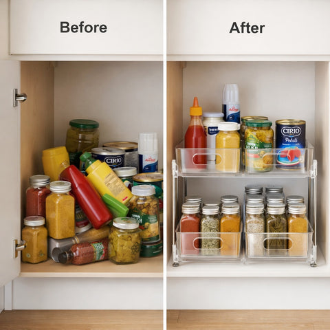 2-Tier Pull-Out Kitchen Organizers
