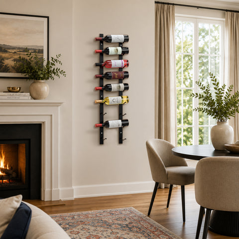 9-Tier, Single Row Wall Mounted Wine Rack