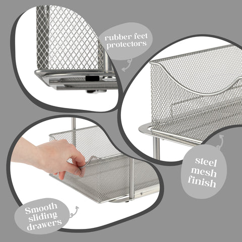 Mesh Sliding Drawers Baskets (2 Tier)