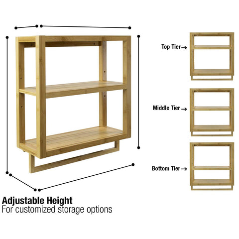 Bamboo Wall Shelf Towel Rack (2 Tier)