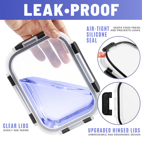 Airtight Glass Food Prep and Storage Container with Lid (Single)