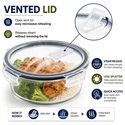 Round Glass Food Storage Containers with Lids